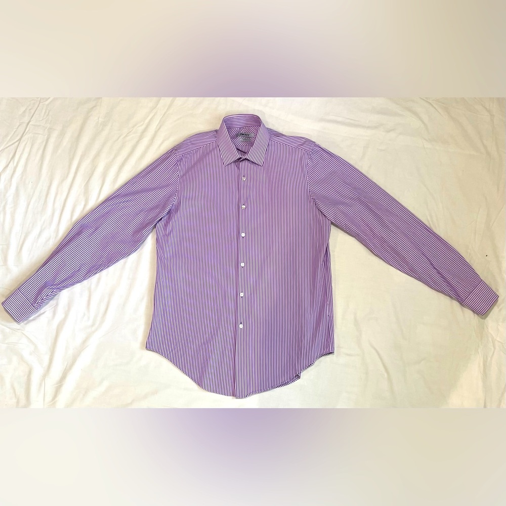 DKNY men’s purple stripe button down dress shirt.